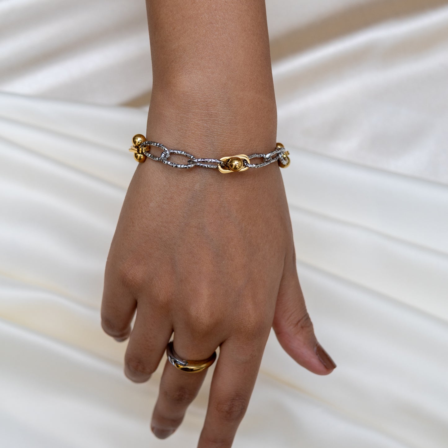 Two Tone Golden Sphere Bracelet