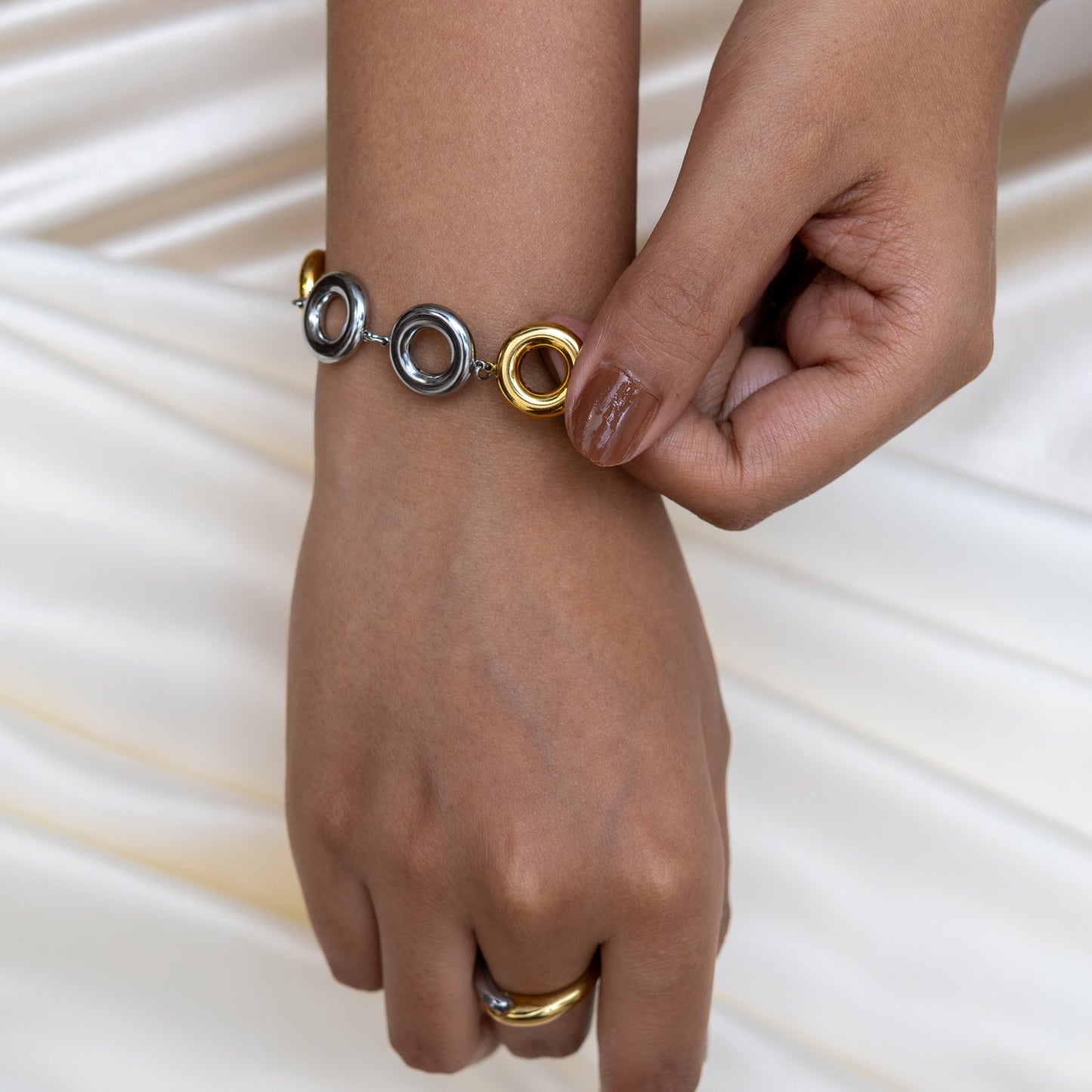 Two Tone Celestial Rings Bracelet