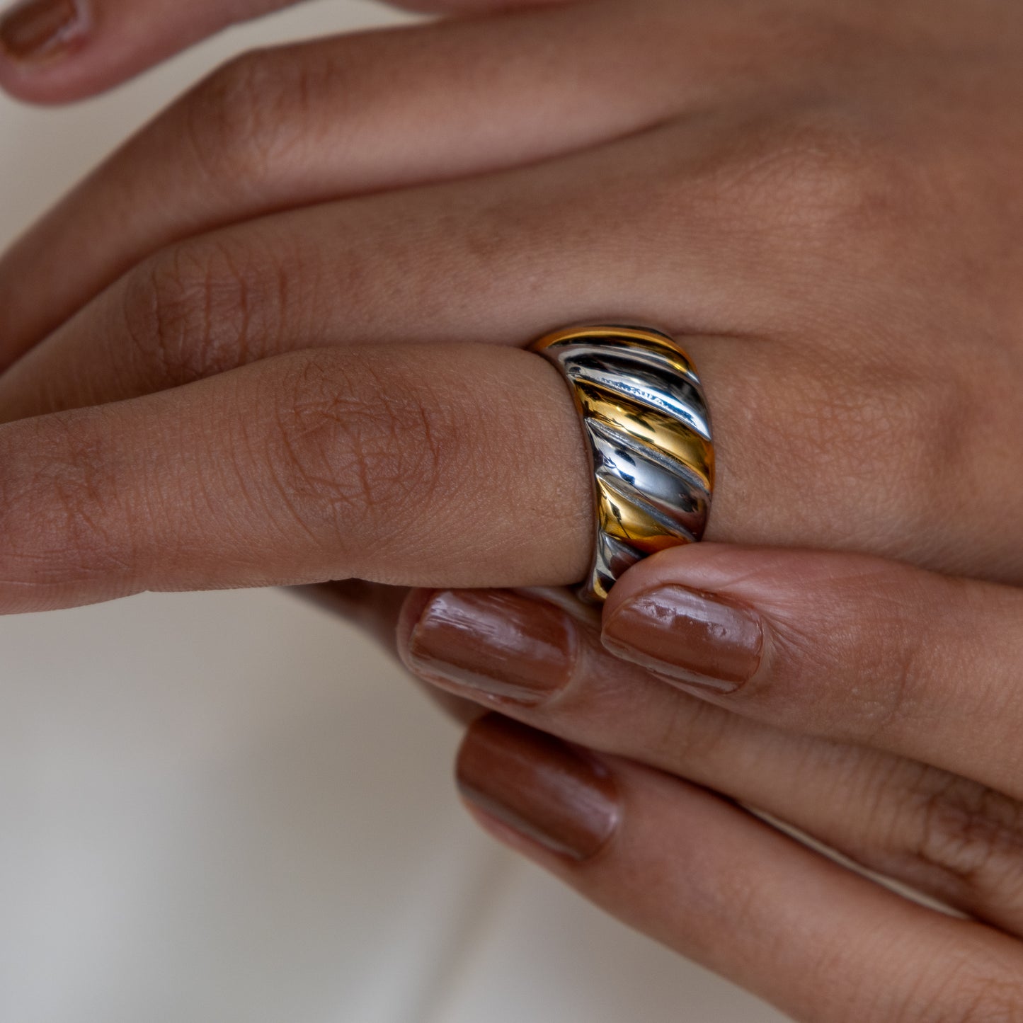 Two Tone Helix Open Ring