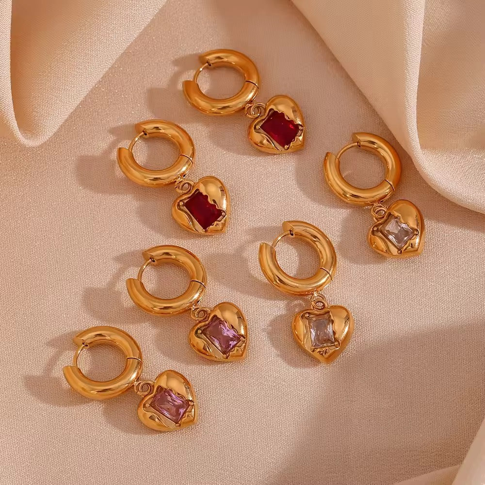 Urban Rani Scarlet Heart Drop Earrings