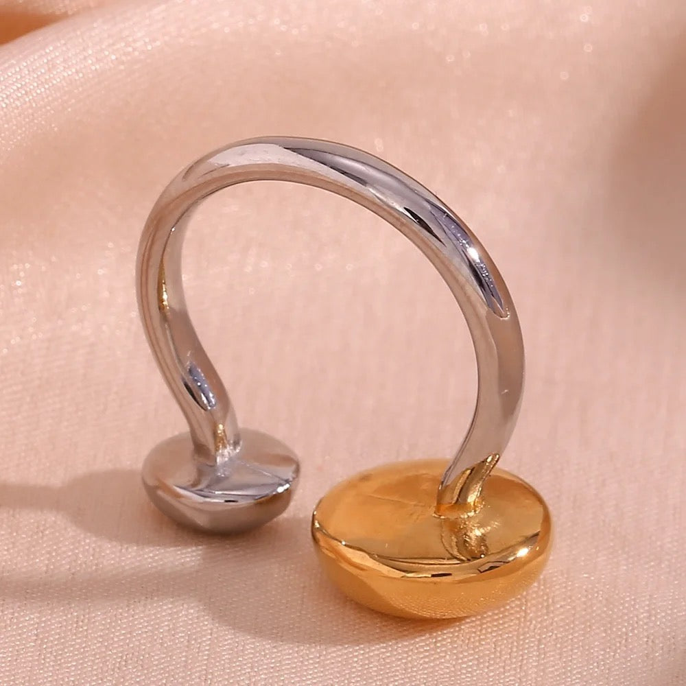 Two Tone Button Ring