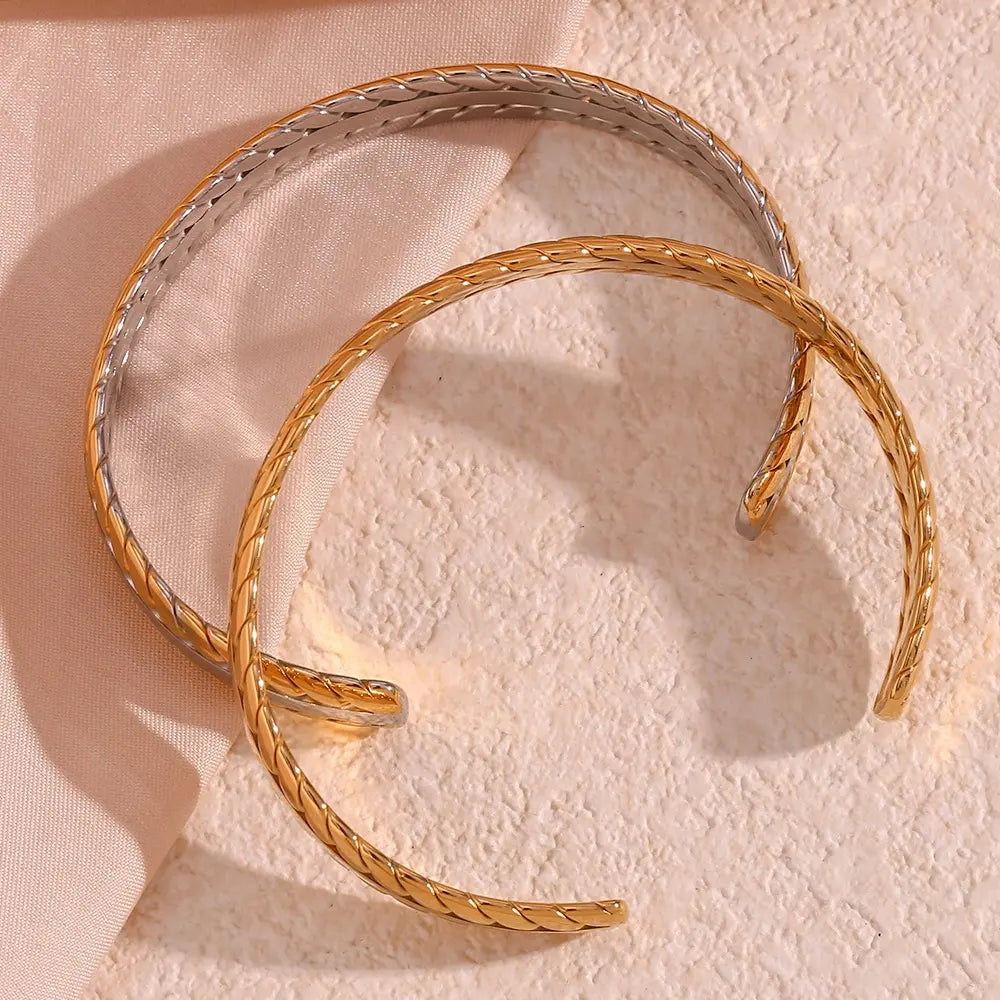 Two Tone Twisted Cuff Bracelet