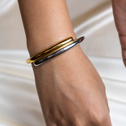 Two Tone Duo Arc Cuff Bracelet
