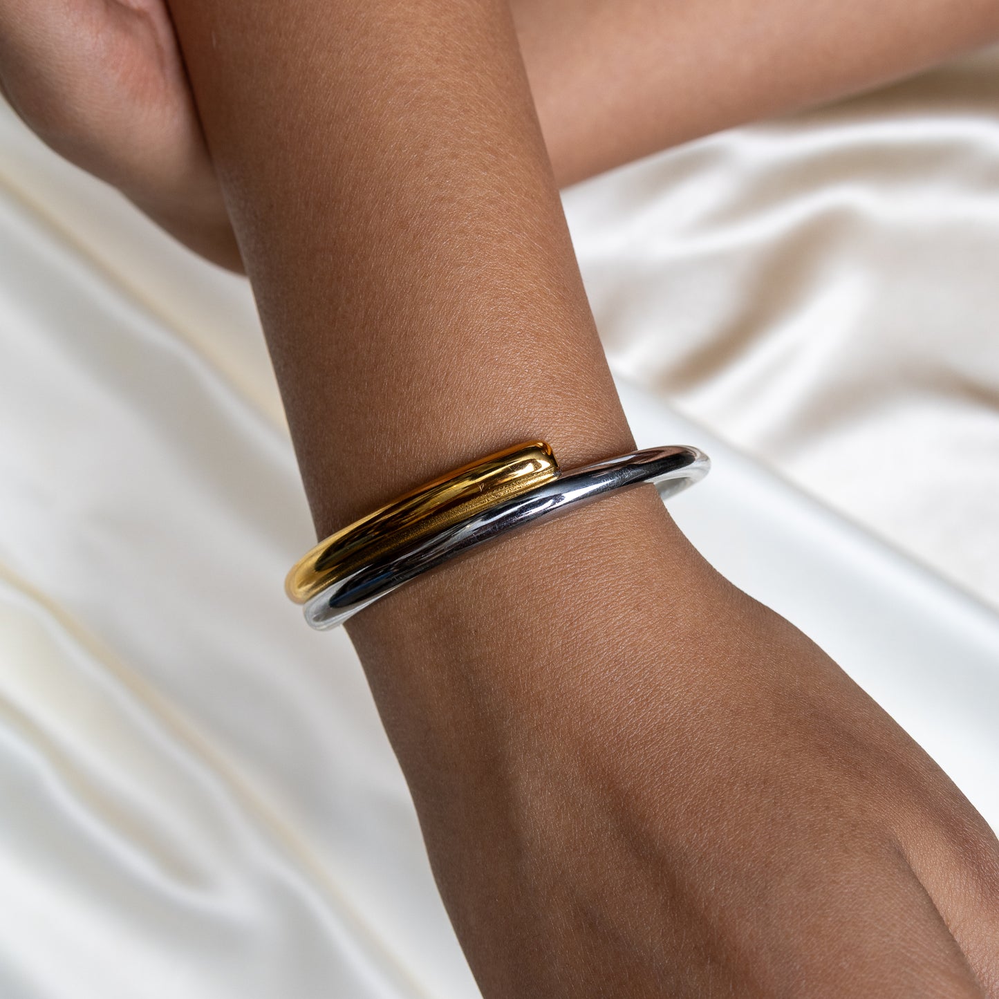 Two Tone Duo Arc Cuff Bracelet