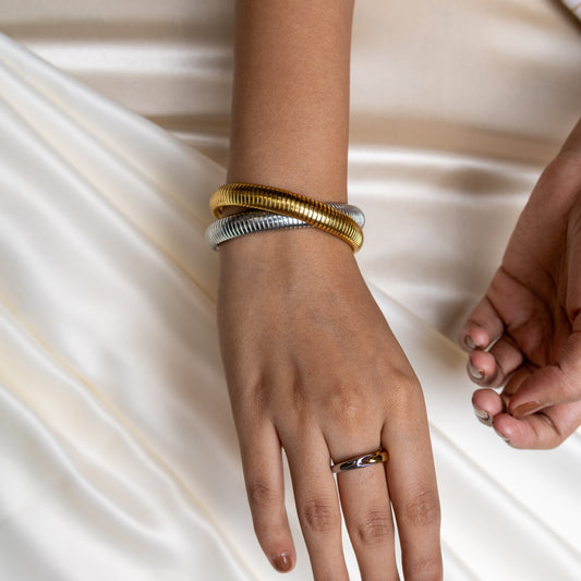 Two Tone Chunky Coil Bracelet