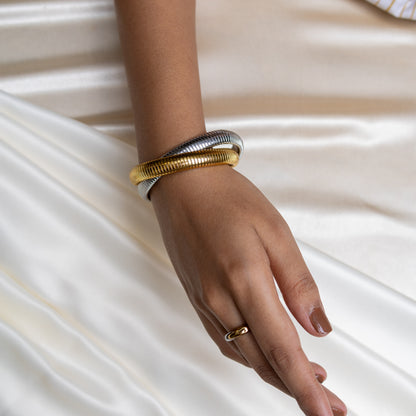Two Tone Chunky Coil Bracelet