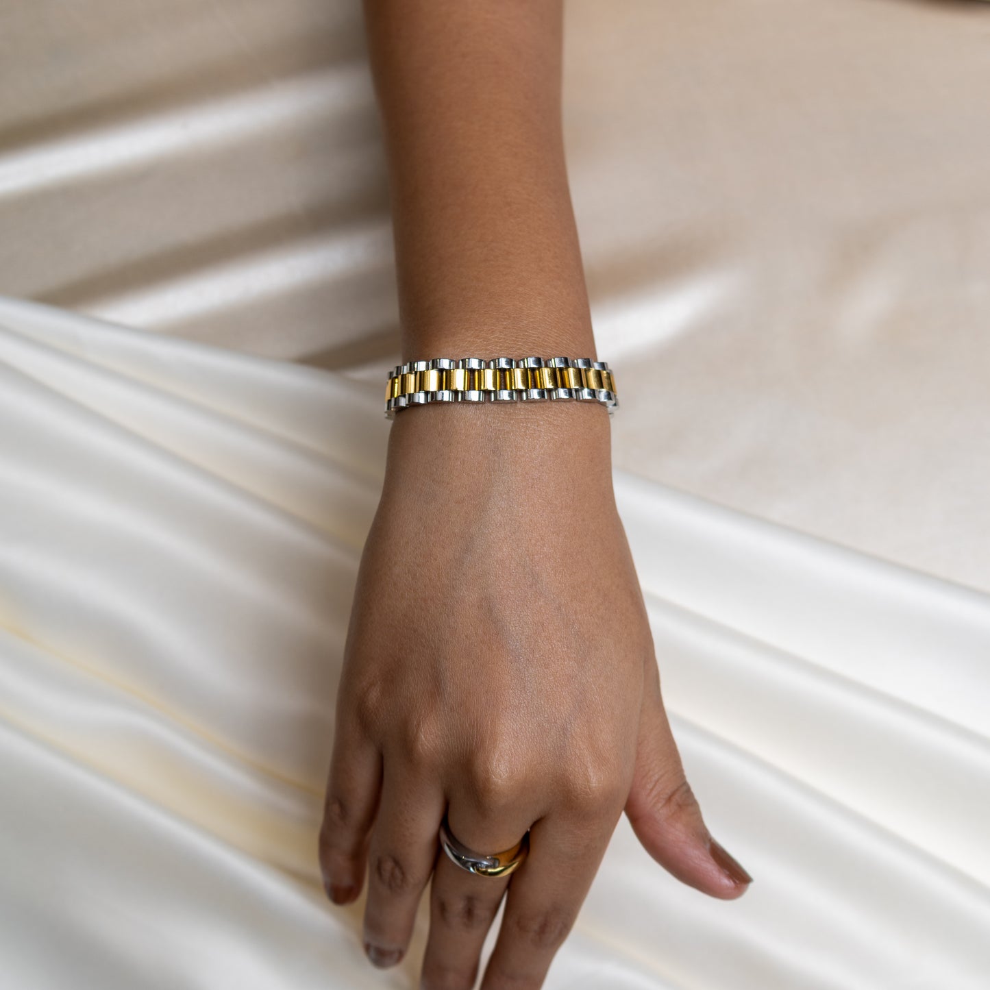 Two Tone Cuban Chain Bracelet