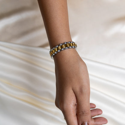 Two Tone Cuban Chain Bracelet