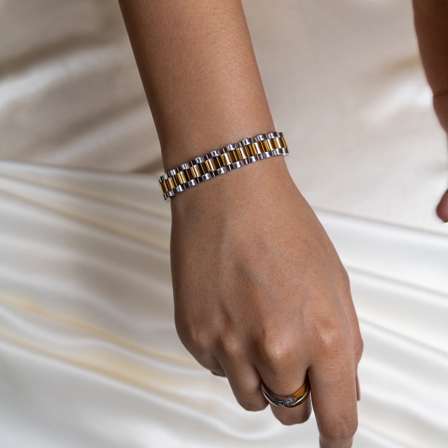 Two Tone Cuban Chain Bracelet