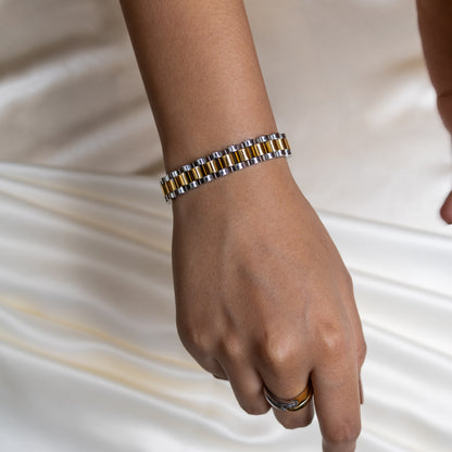 Two Tone Cuban Chain Bracelet
