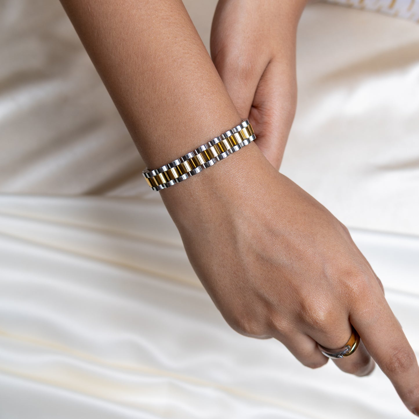 Two Tone Cuban Chain Bracelet