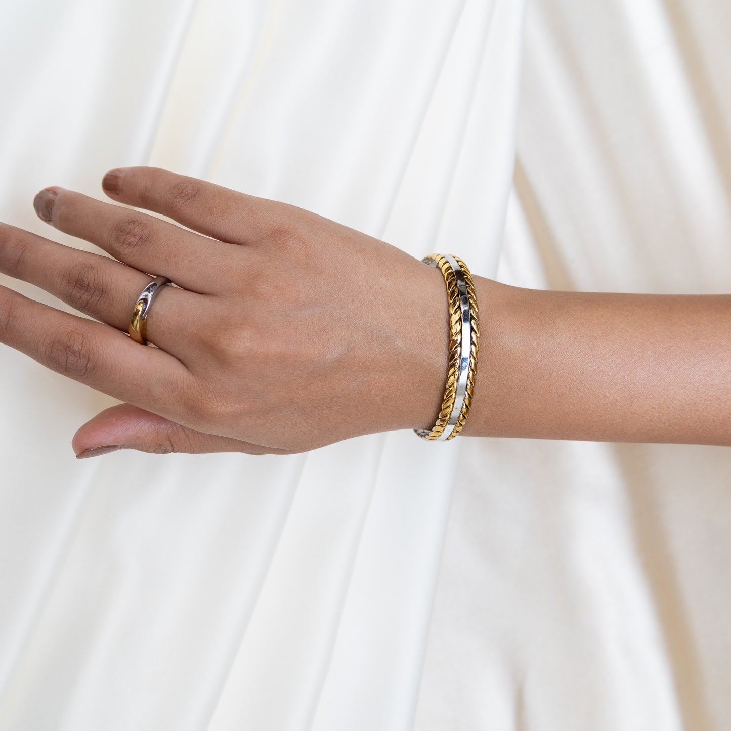 Two Tone Twisted Cuff Bracelet