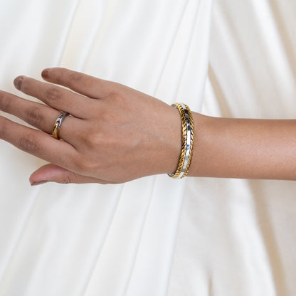 Two Tone Twisted Cuff Bracelet