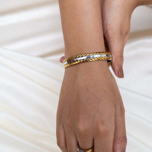 Two Tone Twisted Cuff Bracelet