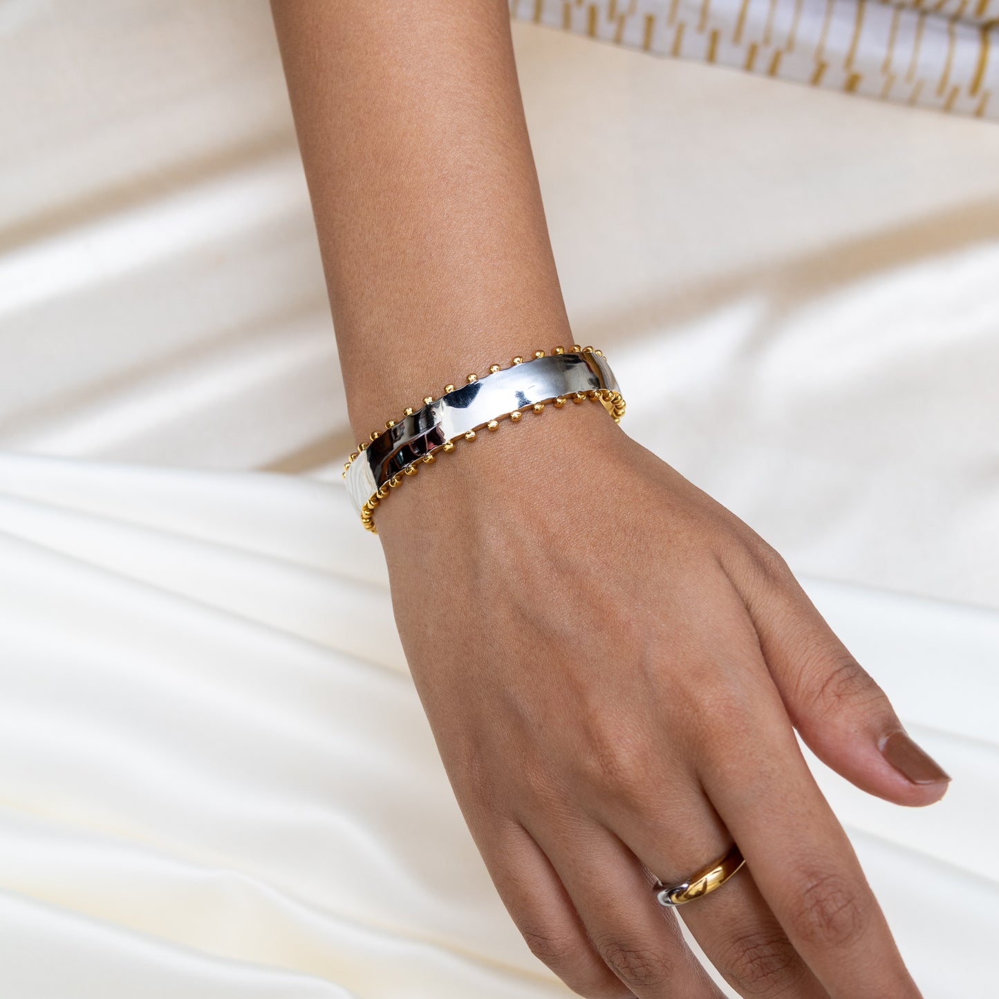 Two Tone Regal Cuff Bracelet