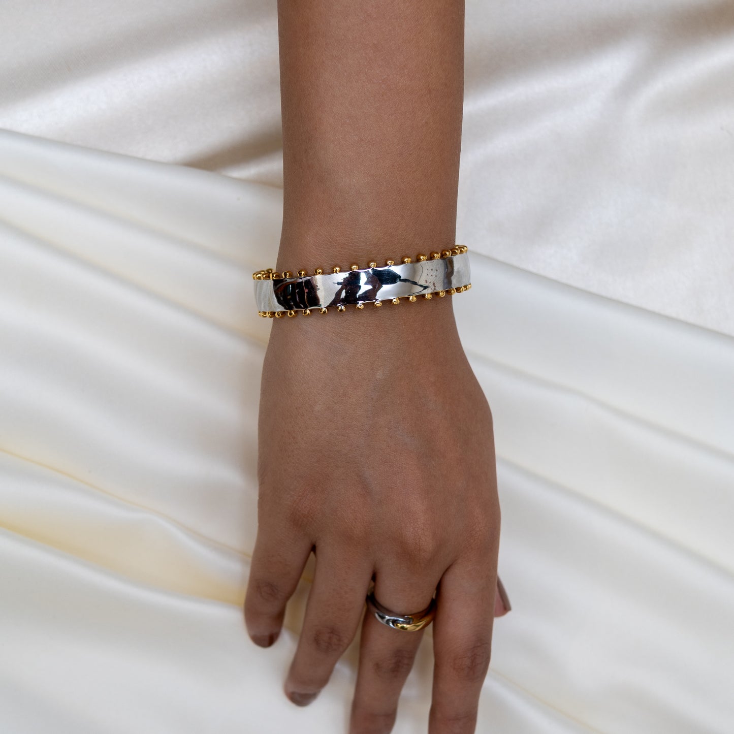 Two Tone Regal Cuff Bracelet