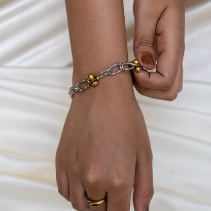 Two Tone Golden Sphere Bracelet