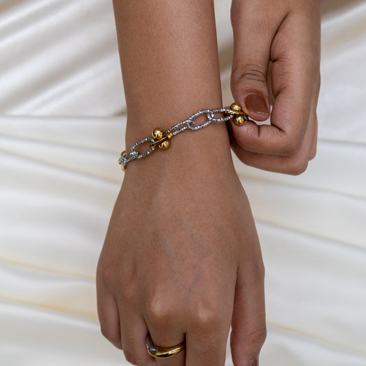 Two Tone Golden Sphere Bracelet