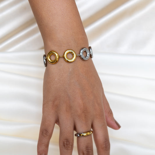 Two Tone Celestial Rings Bracelet