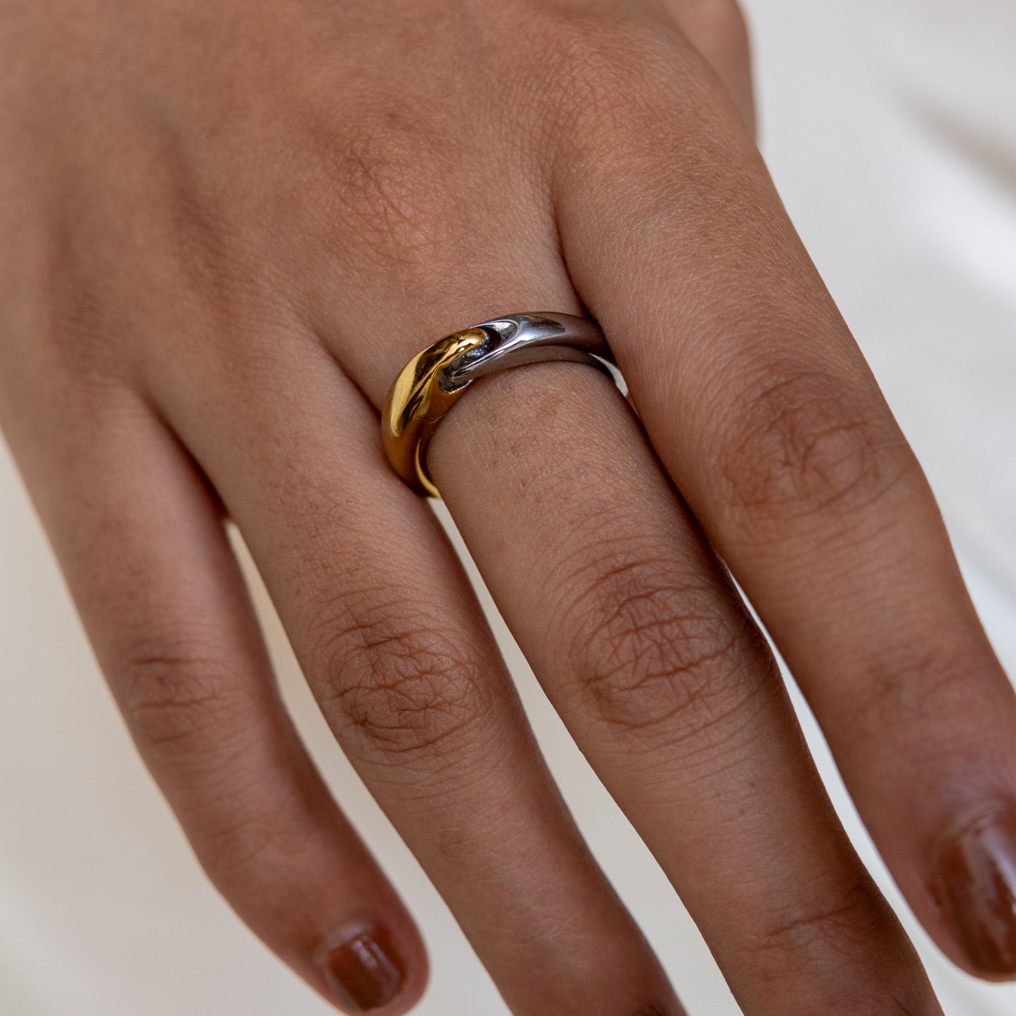 Two Tone Reflect Link Ring