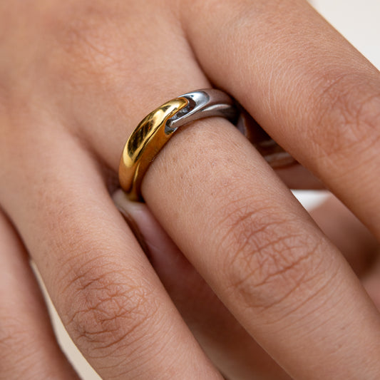 Two Tone Reflect Link Ring