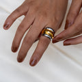 Two Tone Layerd Dome Ring