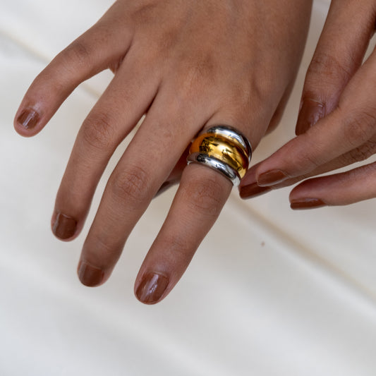 Two Tone Layerd Dome Ring