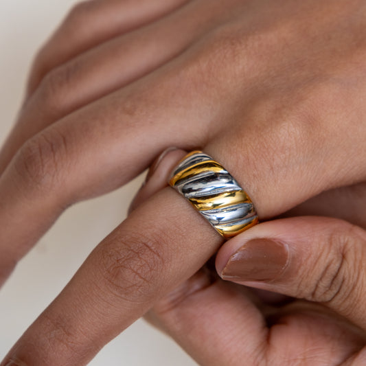 Two Tone Helix Open Ring