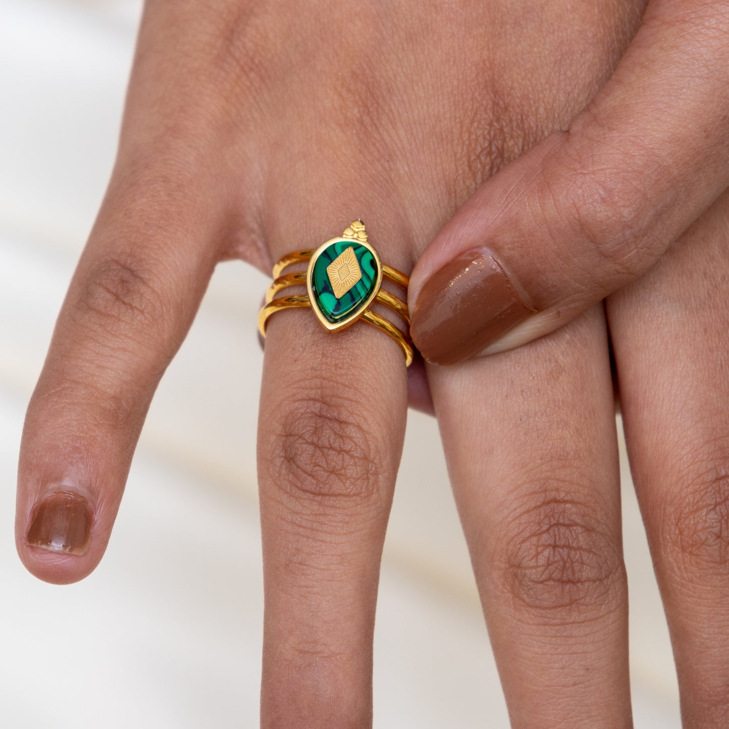 Urban Rani Emerald Crown Ring