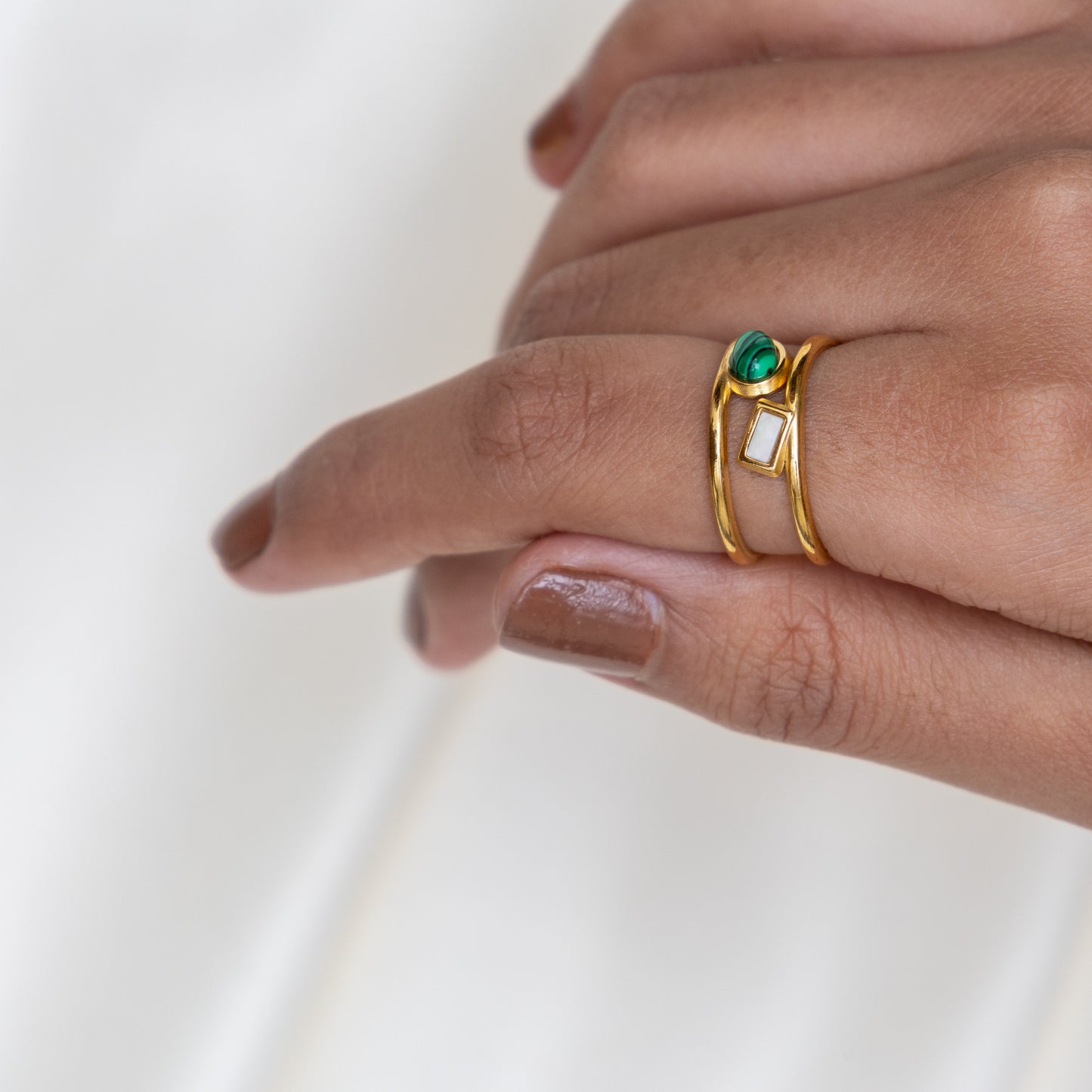 Urban rani Green Stone Open Band