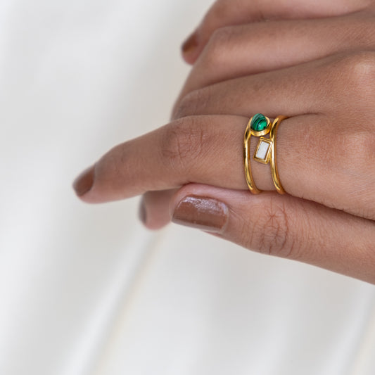 Urban rani Green Stone Open Band