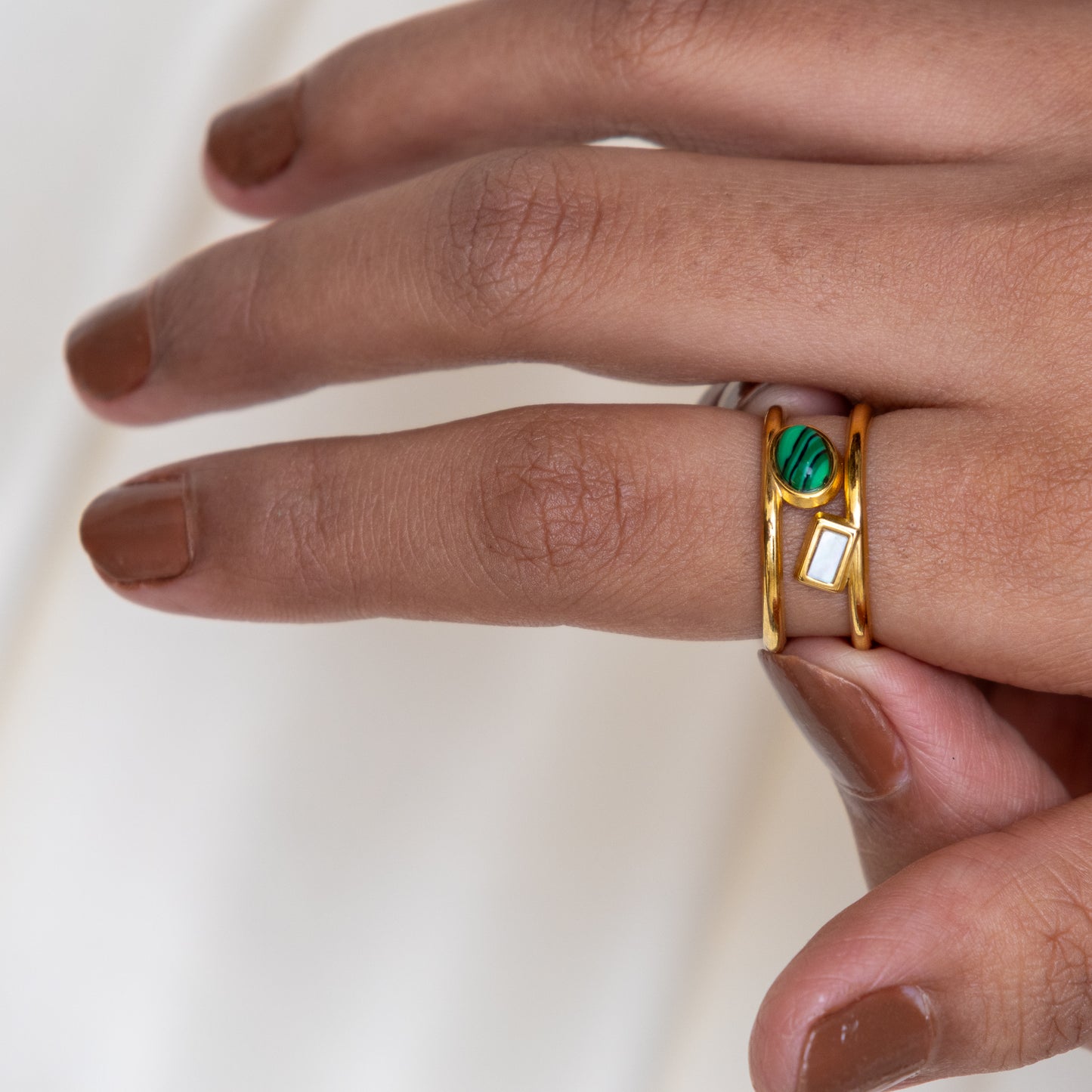 Urban rani Green Stone Open Band