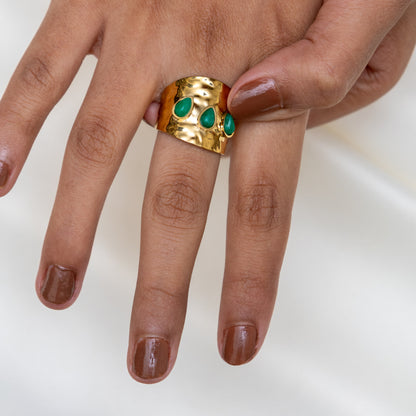 Urban Rani Emerald Edge Statement Ring
