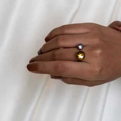 Two Tone Button Ring
