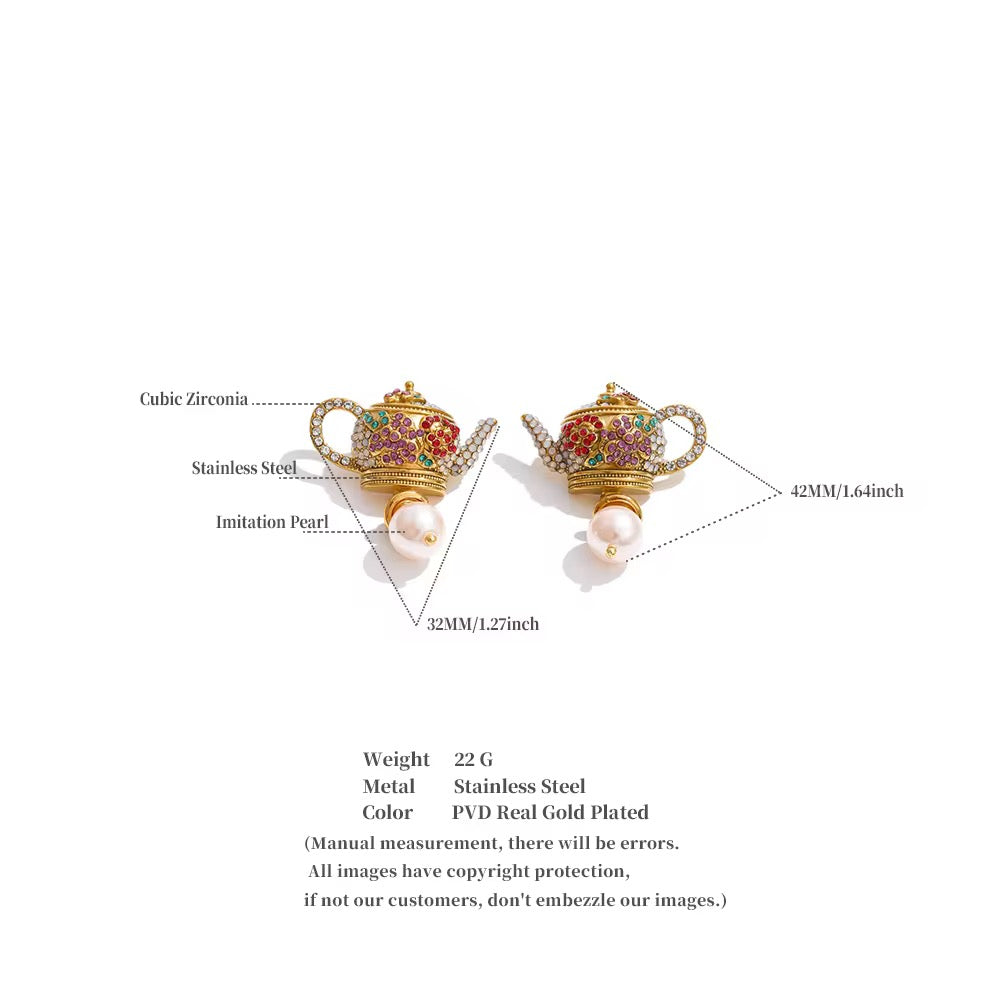 Ketli Teapot Pearl Drop Earrings