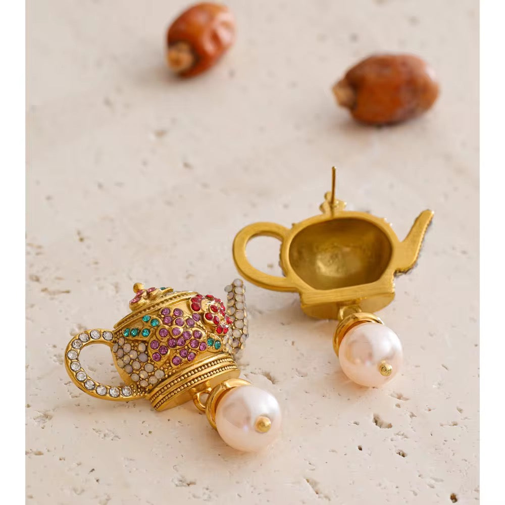 Ketli Teapot Pearl Drop Earrings