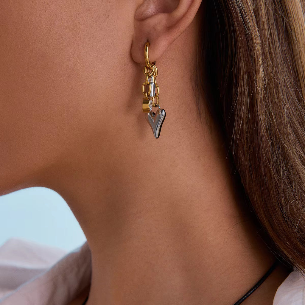 Liv Two-Tone Charm Huggie Earrings