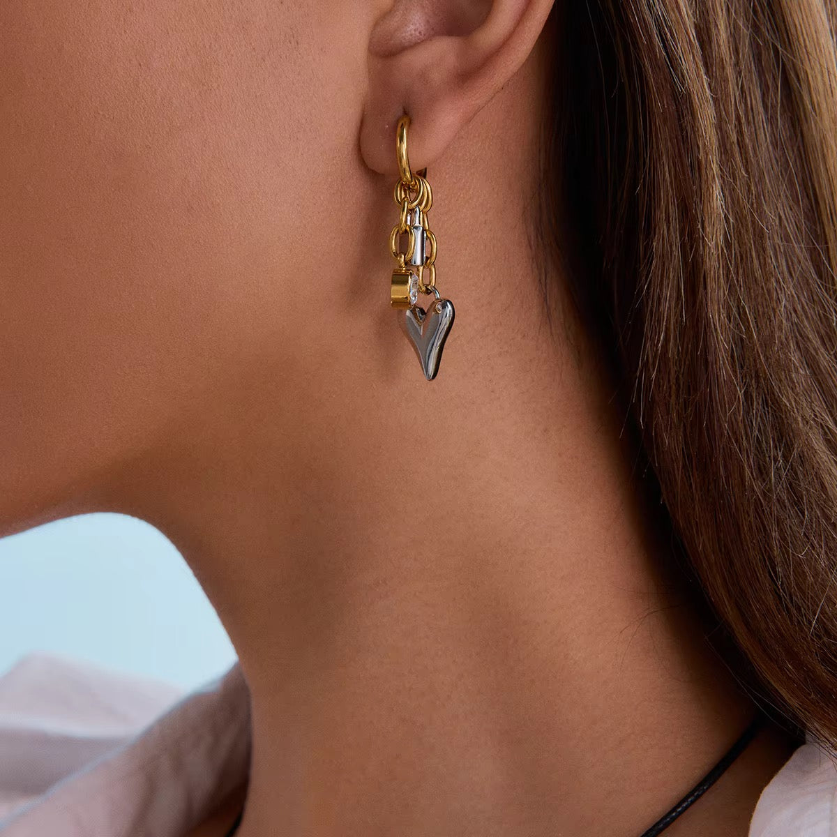 Liv Two-Tone Charm Huggie Earrings