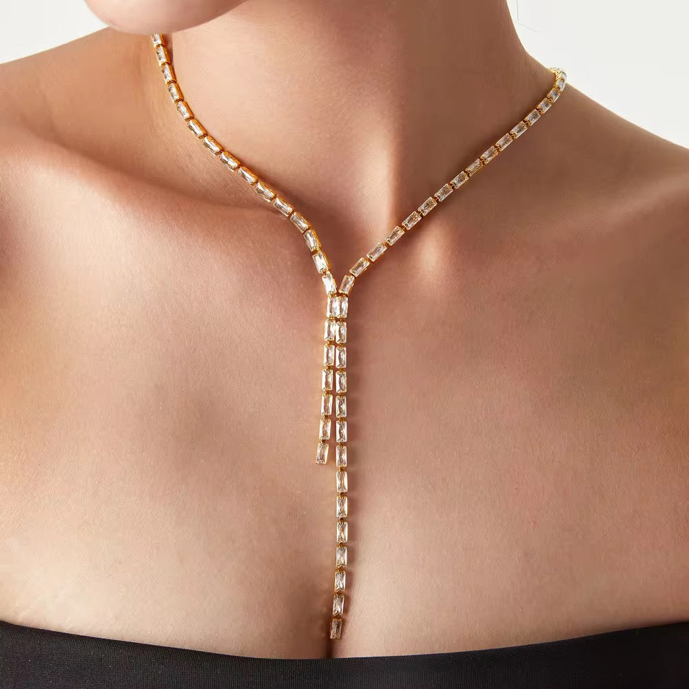 Roshini Baguette Lariat Necklace