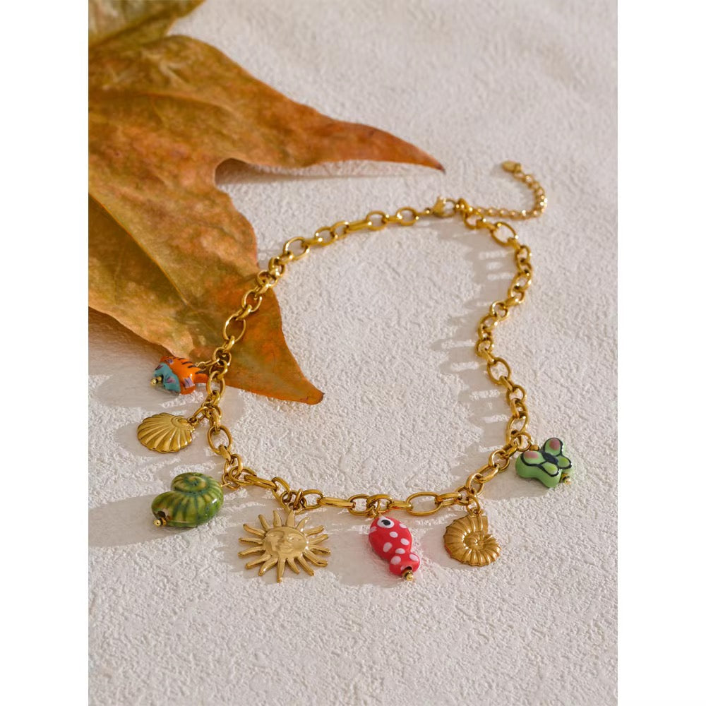 Titli butterfly ceramic charm necklace by Navera Jewels
