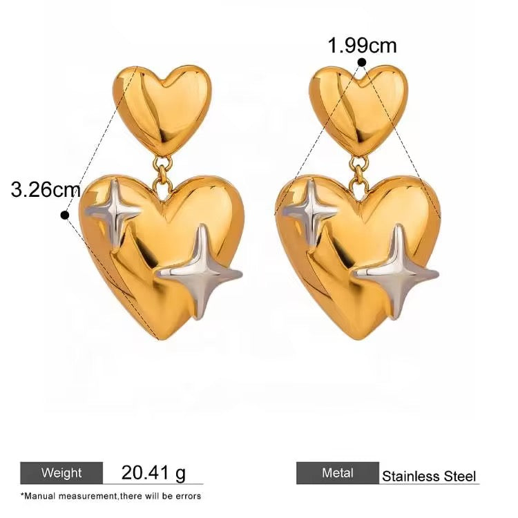 Two Tone Star Crush Drop Earrings