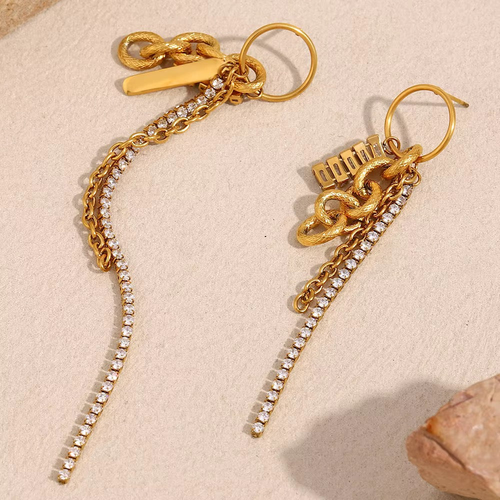 Adaa Asymmetric Chain Earrings