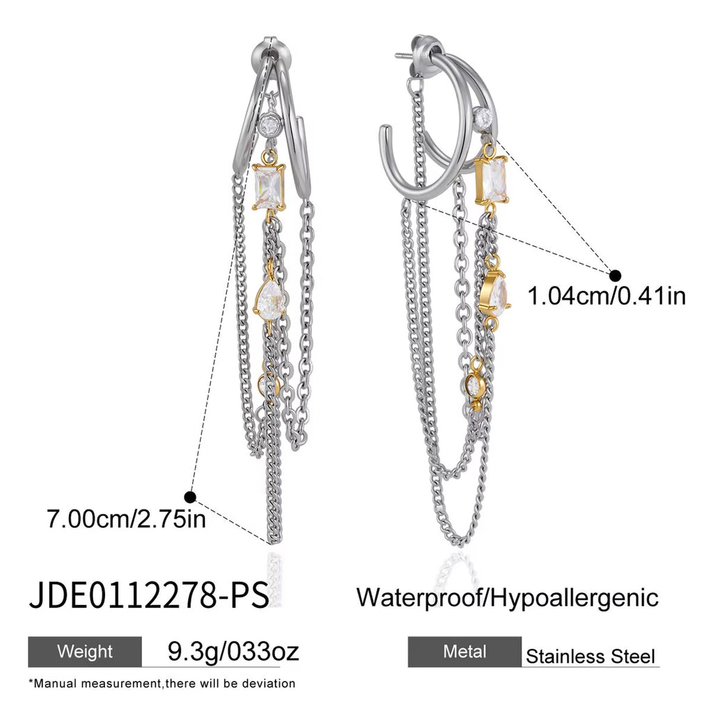 Lila Two-Tone Chain Drop Earrings
