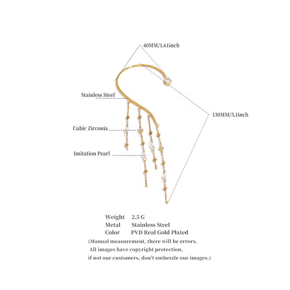 Amaya Gold Chain Tassel Ear Cuff