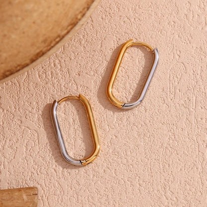 Two Tone Slim Square Hoops