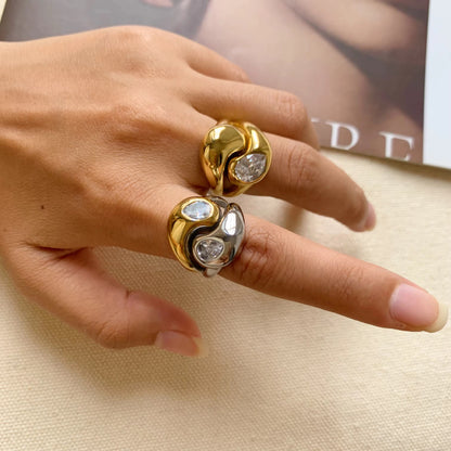 Yin & Yan crystal ring