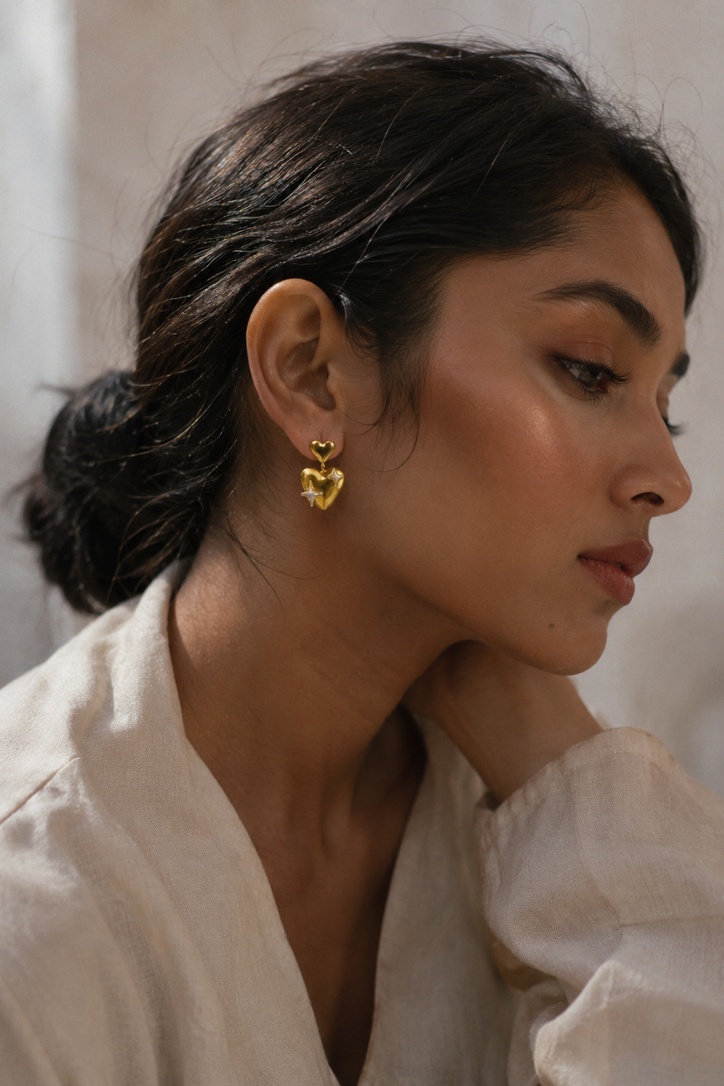 Two Tone Star Crush Drop Earrings