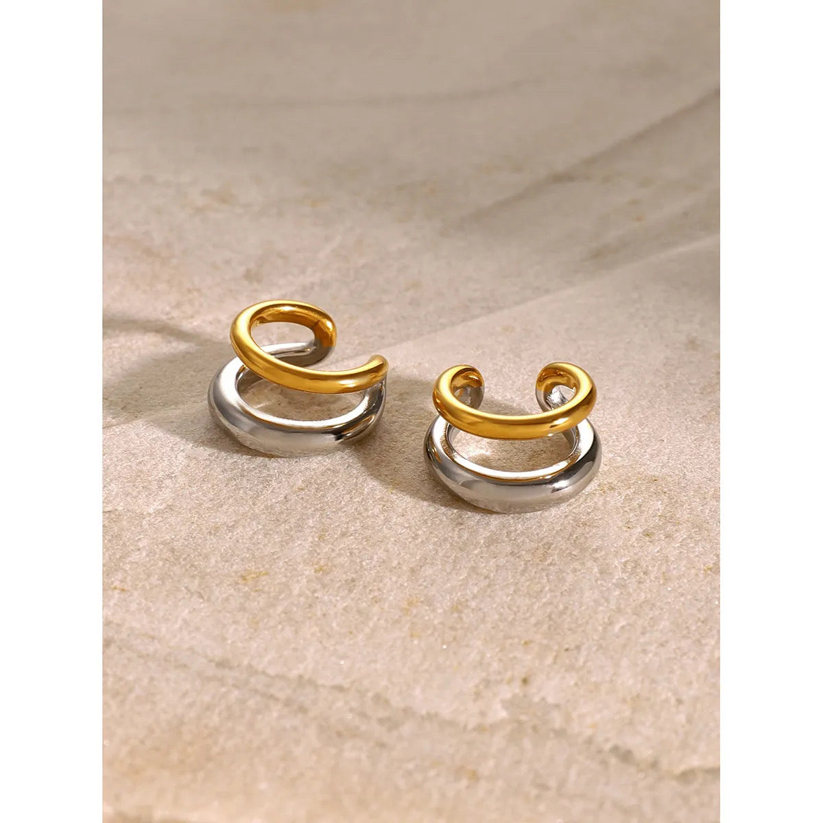 Two Tone Twin Curl Ear Cuffs