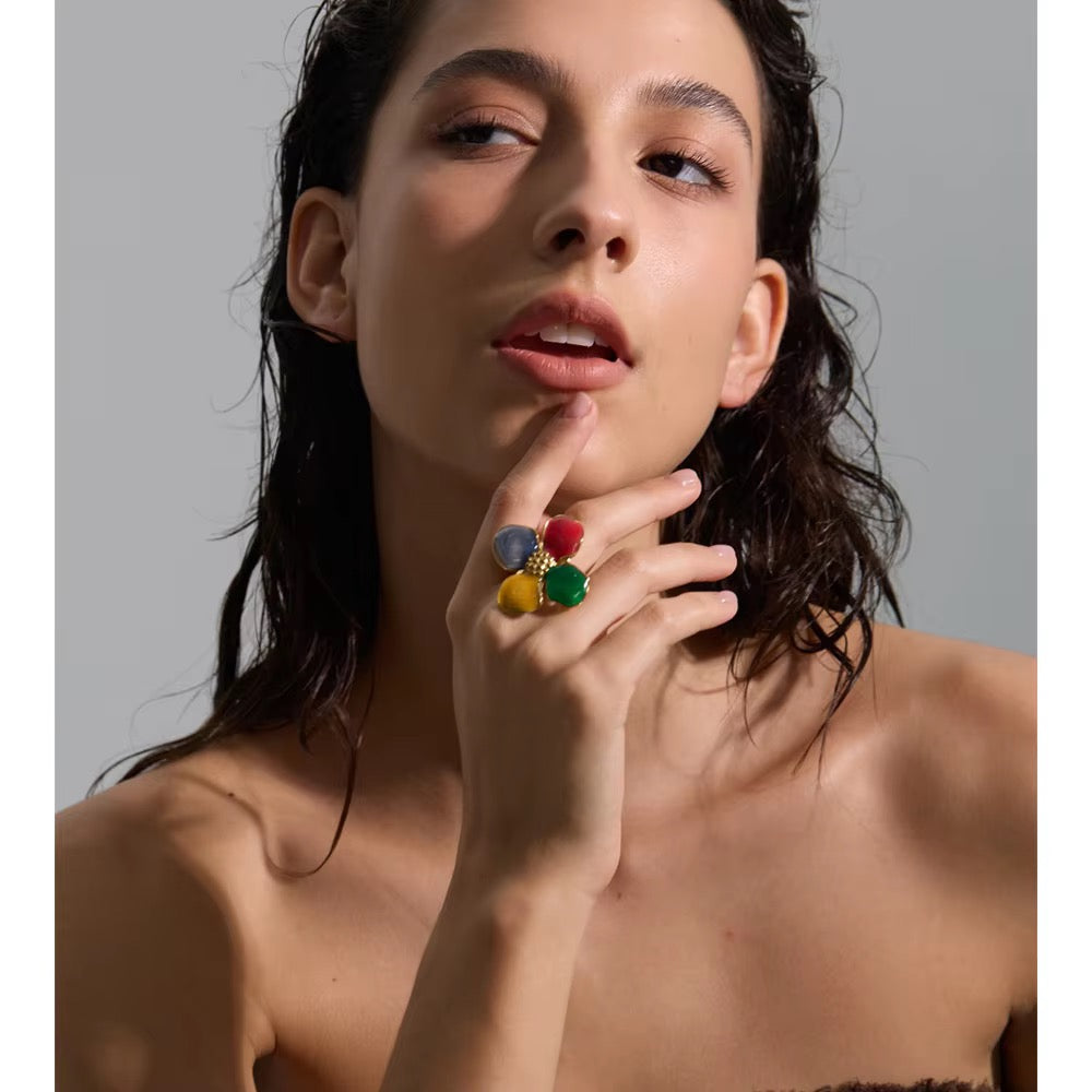 Fiesta Enamel Flower Ring
