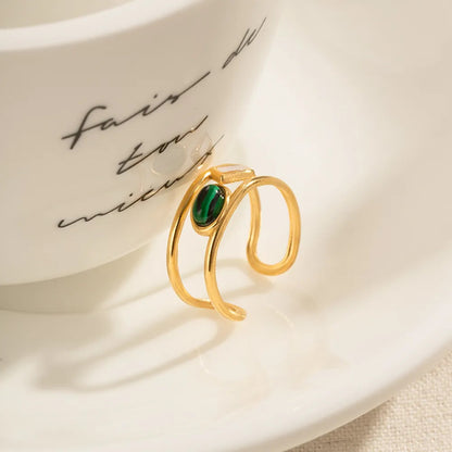 Two Tone Green Stone Open Band